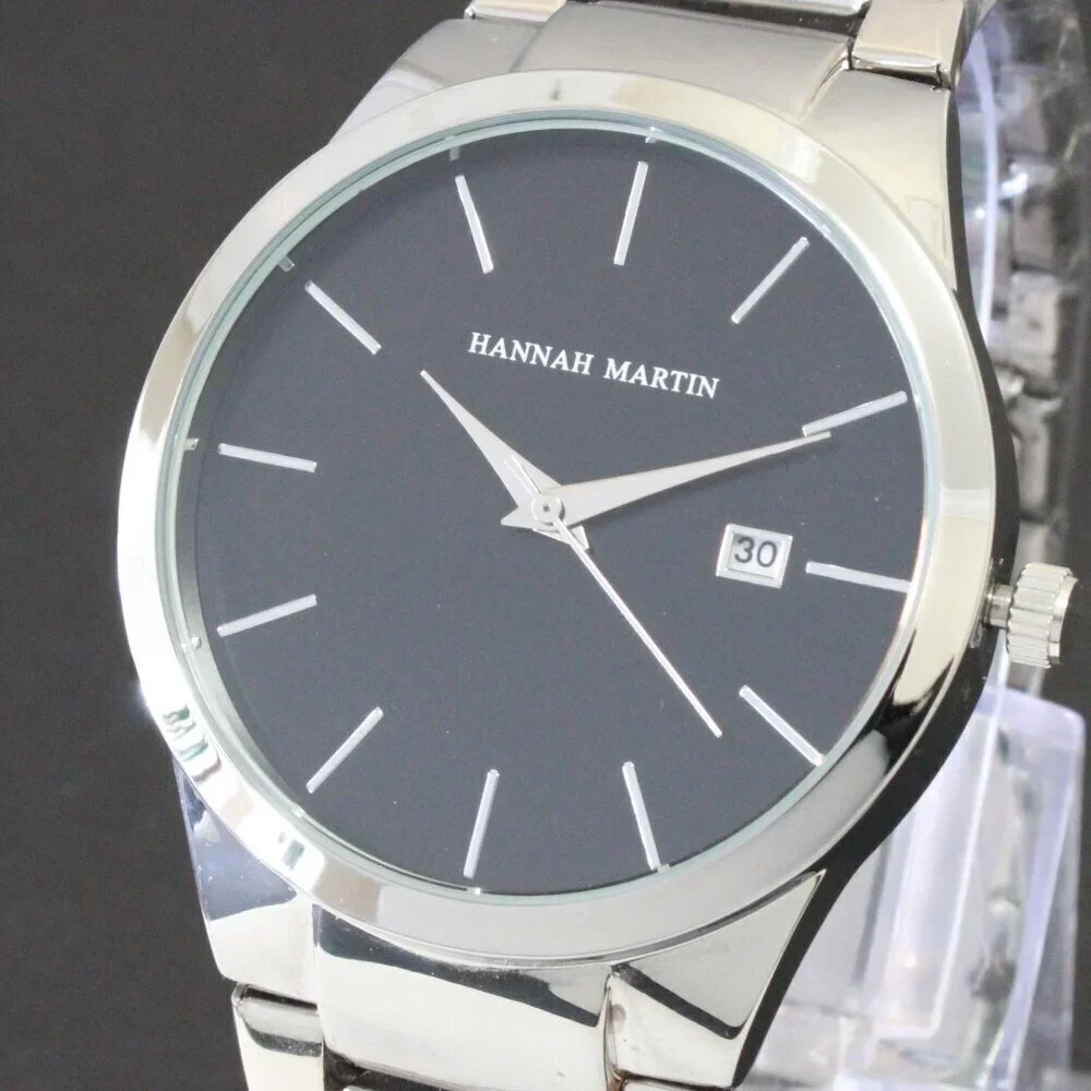 Men's Minimalist Quartz Watch Integrated Bracelet Silver-tone 40mm